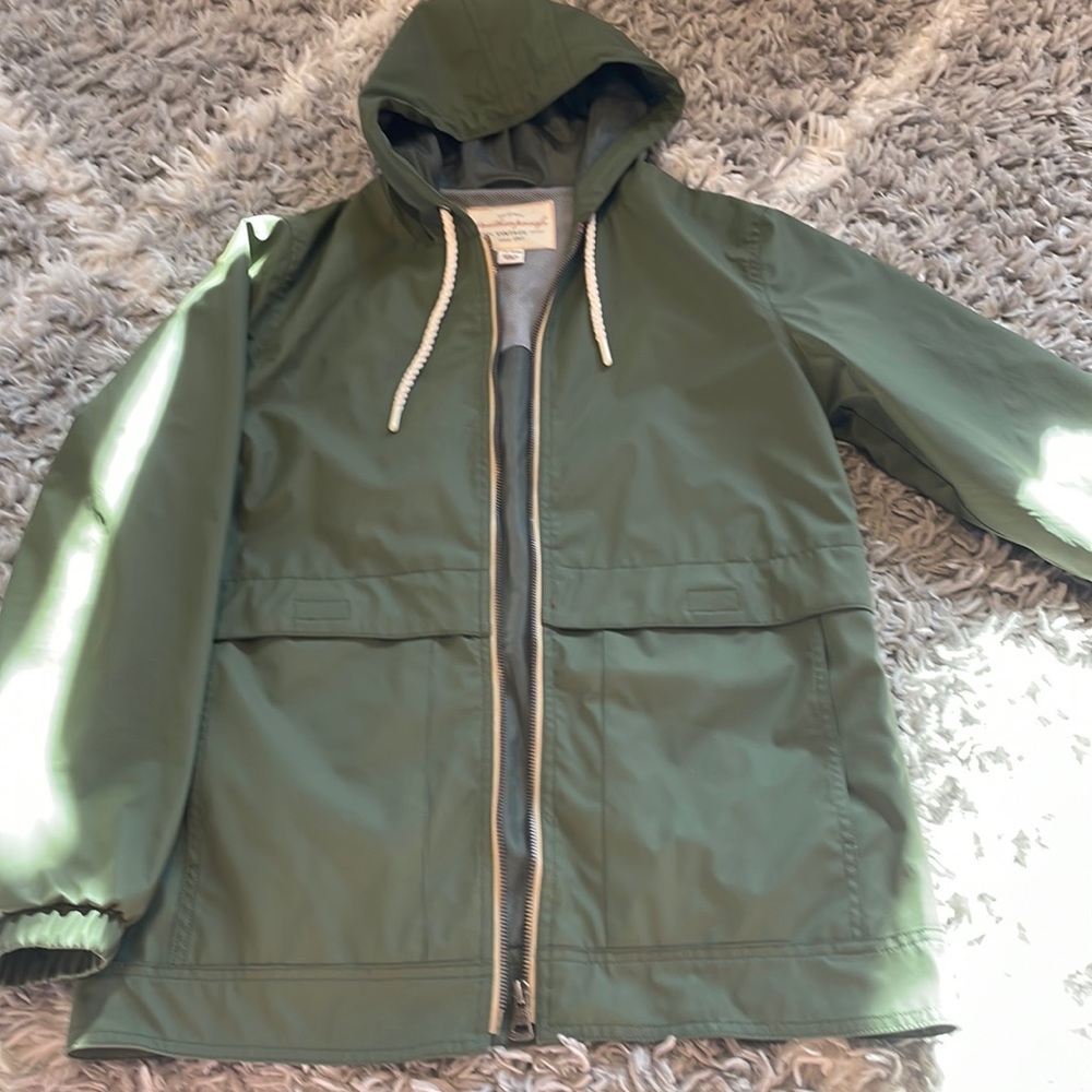 Green raincoat